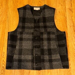 Vintage CC Filson Vest Men's 40 Grey Mackinaw Virgin Wool Plaid Made In USA